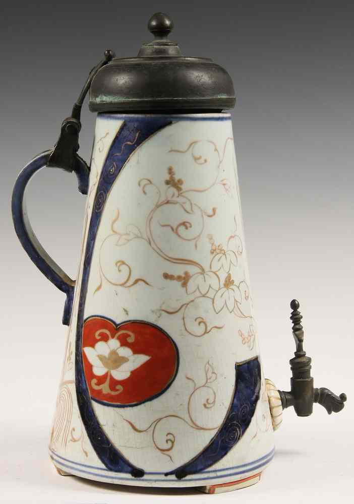 Appraisal: BRONZE FITTED IMARI COFFEE POT - th c Imari Coffee