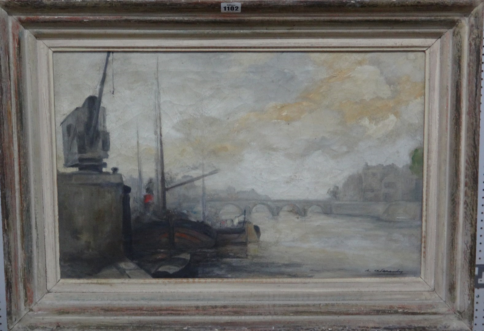 Appraisal: Reni Alexandre early th century Dock scene oil on canvas