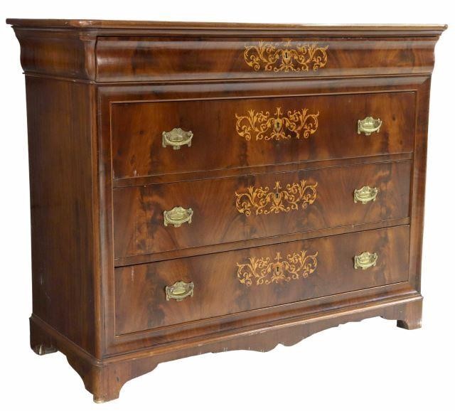 Appraisal: French Louis Philippe period mahogany marquetry commode mid th c