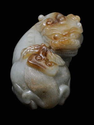 Appraisal: Jade Beast Song Dynasty or later celadon with russet and