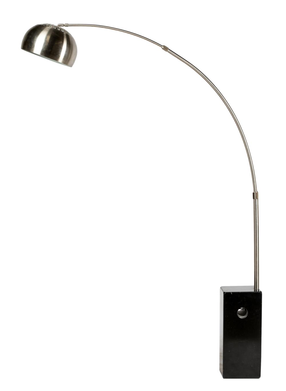 Appraisal: ARCO-STYLE FLOOR LAMPafter the design by Achille Castiglioni brushed stainless