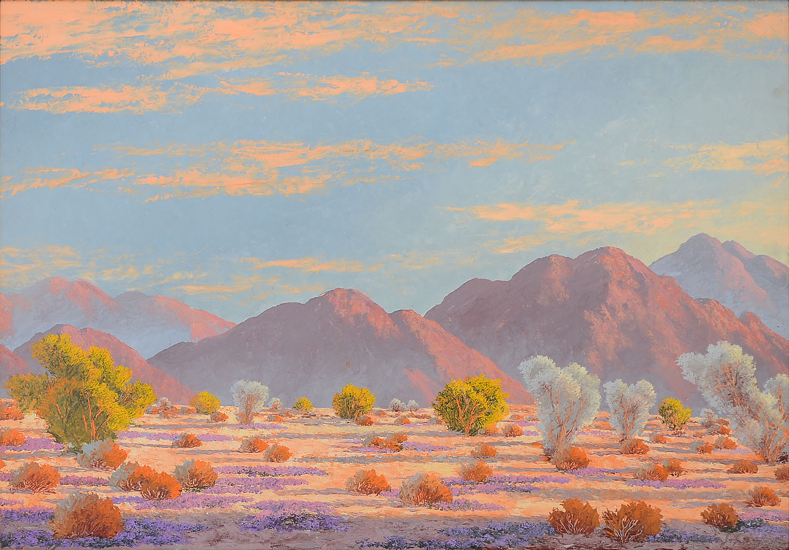 Appraisal: HILTON John American - Western Desert Landscape ''Contentment'' Oil Board