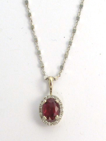 Appraisal: RUBY AND DIAMOND PENDANT NECKLACE The k white gold pendant