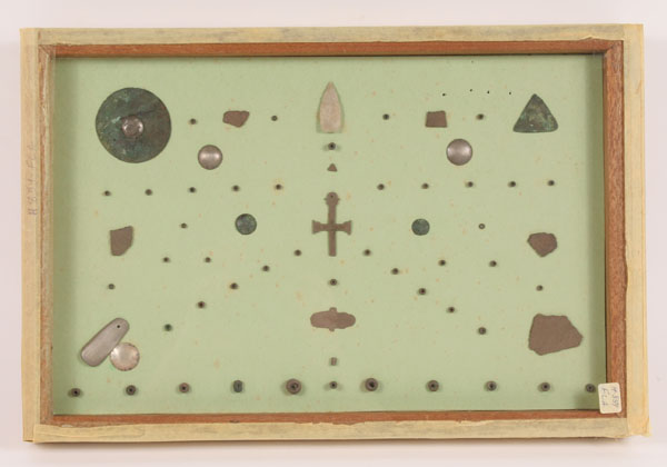 Appraisal: Frame of silver beads discs and across from the Lone