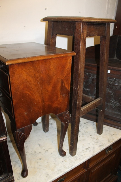 Appraisal: A SMALL OAK KITCHEN STOOL a reproduction bedside locker and