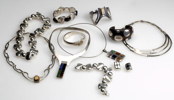 Appraisal: MEXICAN SILVER Collection of late th c jewelry many with