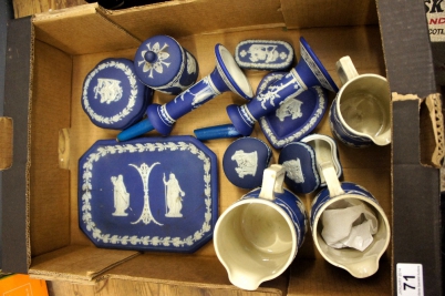 Appraisal: A collection of early dark blue jasperware to include trinket