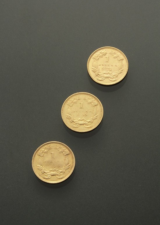 Appraisal: Three U S Princess Head Small and Large Head One-Dollar