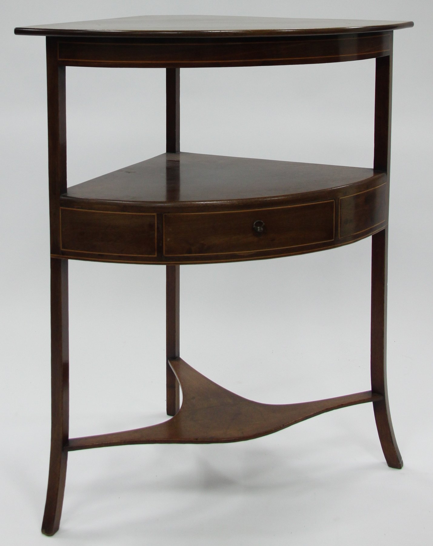 Appraisal: A th Century mahogany corner washstand fitted a drawer to