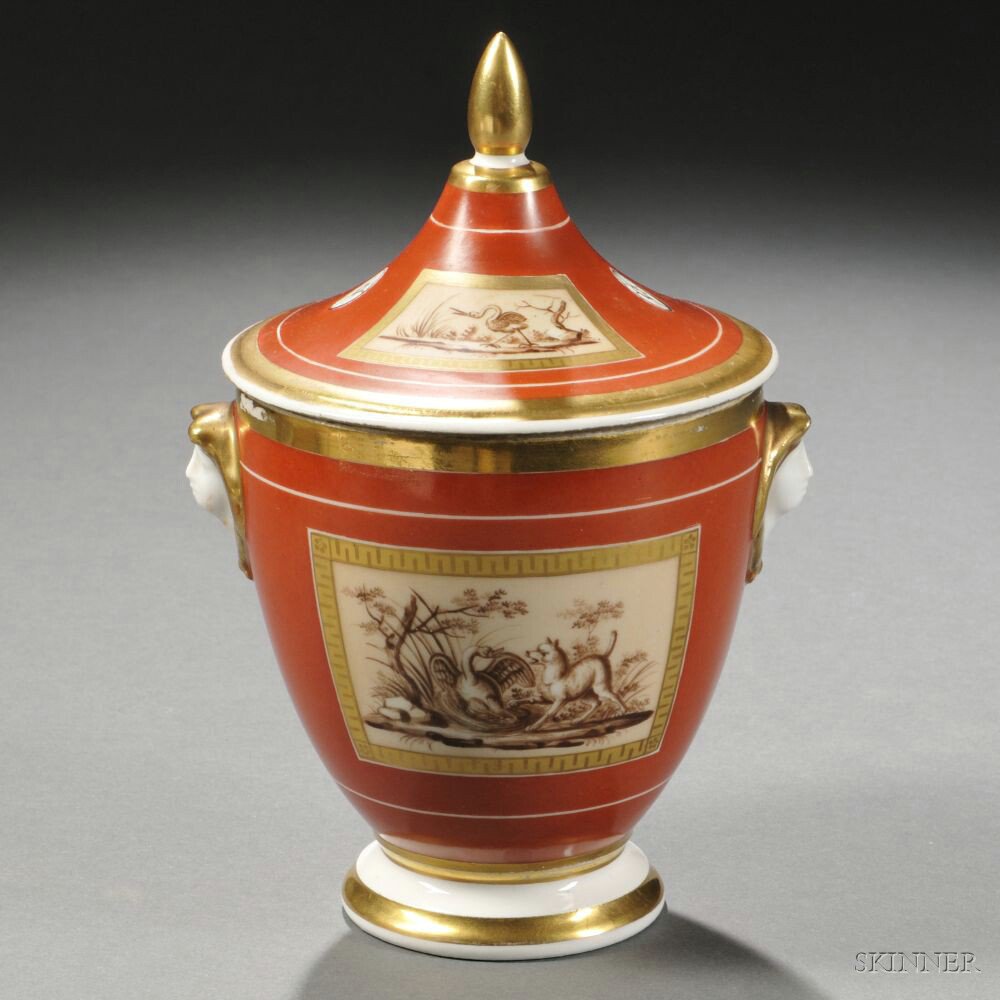 Appraisal: Neoclassical Paris Porcelain Covered Sugar Bowl c indistinctly marked in