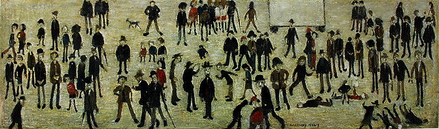 Appraisal: L S LOWRY - A MODERN PRINT A crowd around