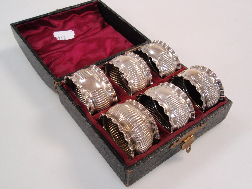 Appraisal: A set of six late Victorian silver napkin rings with