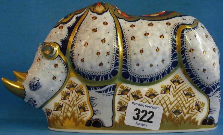 Appraisal: Royal Crown Derby Paperweight White Rhino from the Endangered Species