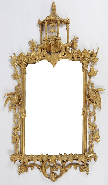 Appraisal: A CHINESE CHIPPENDALE STYLE WALL MIRROR the giltwood frame with