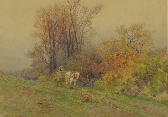 Appraisal: CHARLES GEORGE COPELANDAmerican - Fall landscape with man plowing Signed