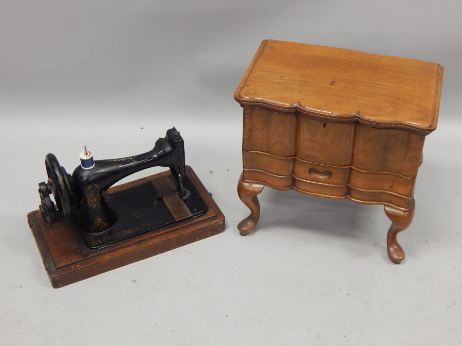 Appraisal: A thC Anglo Dutch hardwood work box with a shaped