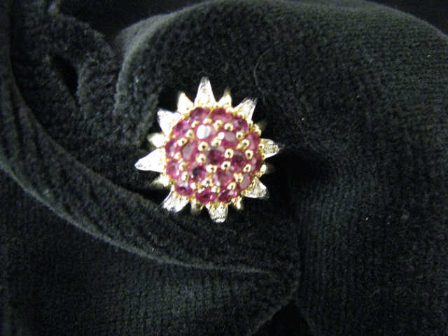 Appraisal: Ruby Diamond Ring rich red rubies totaling carat and diamonds