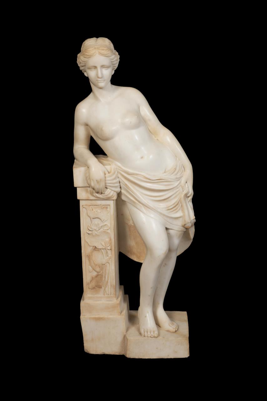 Appraisal: LG ALABASTER SCULPTURE CLASSICAL DRAPED FEMALE Italian School untitled th