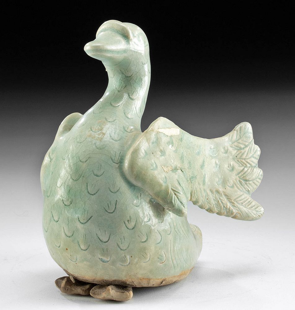 Appraisal: Thai Sukhothai Celadon Pottery Goose ex-Museum Southeast Asia Thailand Sukhothai