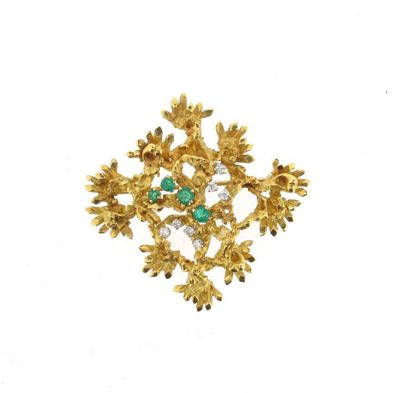 Appraisal: An ct yellow gold open form brooch Set with rubies