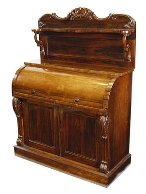 Appraisal: A William IV rosewood cylinder desk the scroll carved and