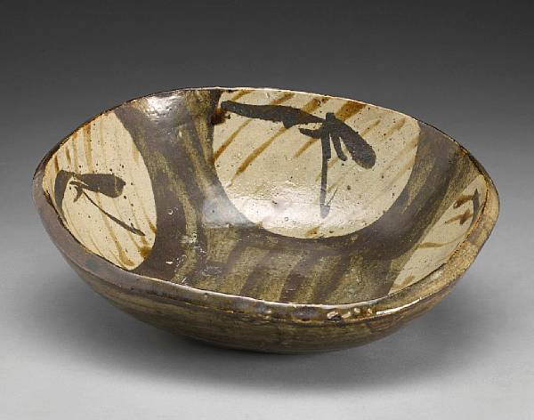 Appraisal: A large stoneware bowl By Hamada Shoji - Formed of