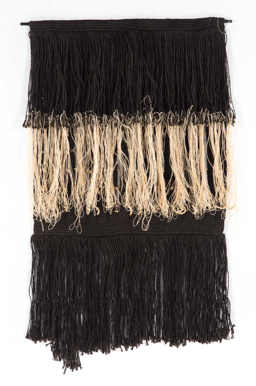 Appraisal: Lenore Tawney Waterfall Fiber American - black and natural colored