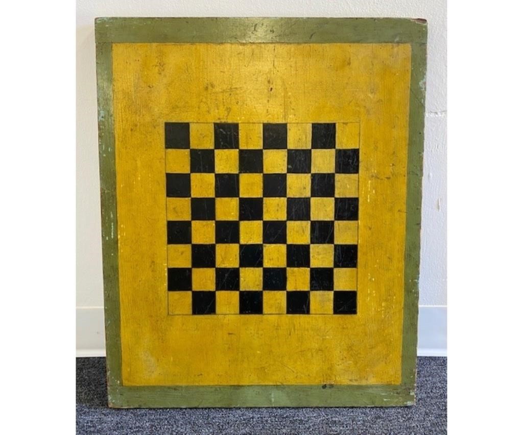 Appraisal: Paint decorated gaming checker board th c l x w