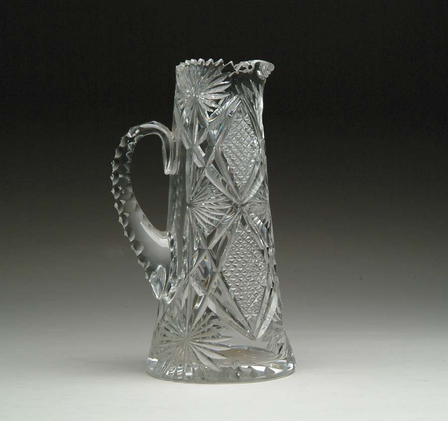 Appraisal: CUT GLASS TANKARD PITCHER Wonderful pitcher is cut in fan