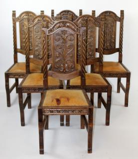 Appraisal: Set of Spanish Revival chairs Set of Spanish Revival chairs