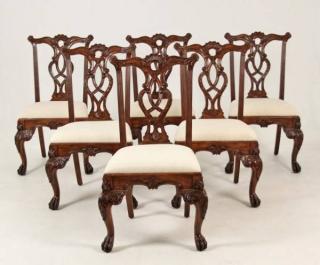 Appraisal: SET OF CHIPPENDALE STYLE CARVED MAHOGANY CHAIRS SET OF CHIPPENDALE