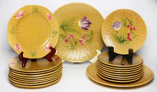 Appraisal: lot of German majolica luncheon set lot of German majolica