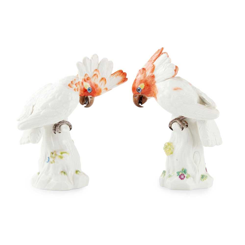 Appraisal: PAIR OF MEISSEN MODELS OF COCKATOOS MODERN modelled perched on