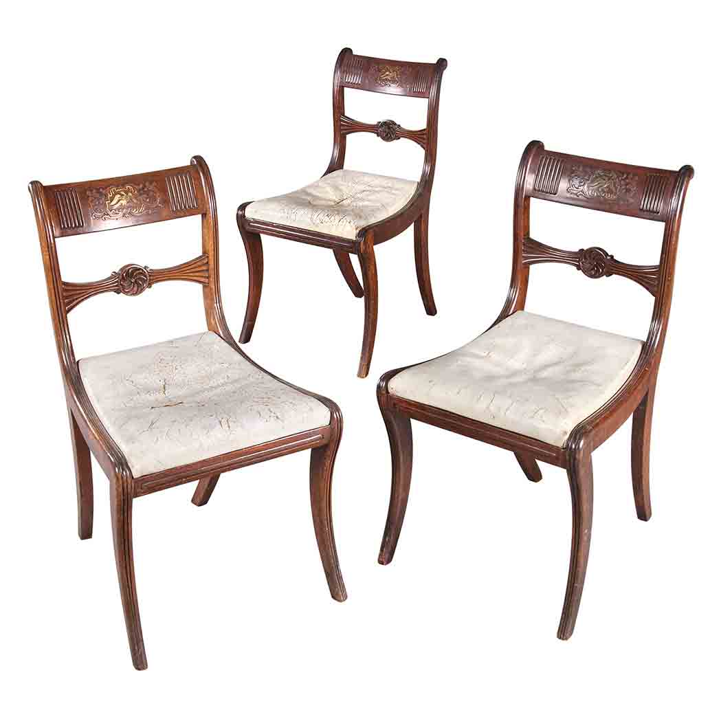 Appraisal: Set of Six Regency Style Mahogany Dining Chairs Each backrest