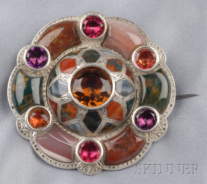 Appraisal: Fine Victorian Scottish Agate and Gem-set Brooch the central dome