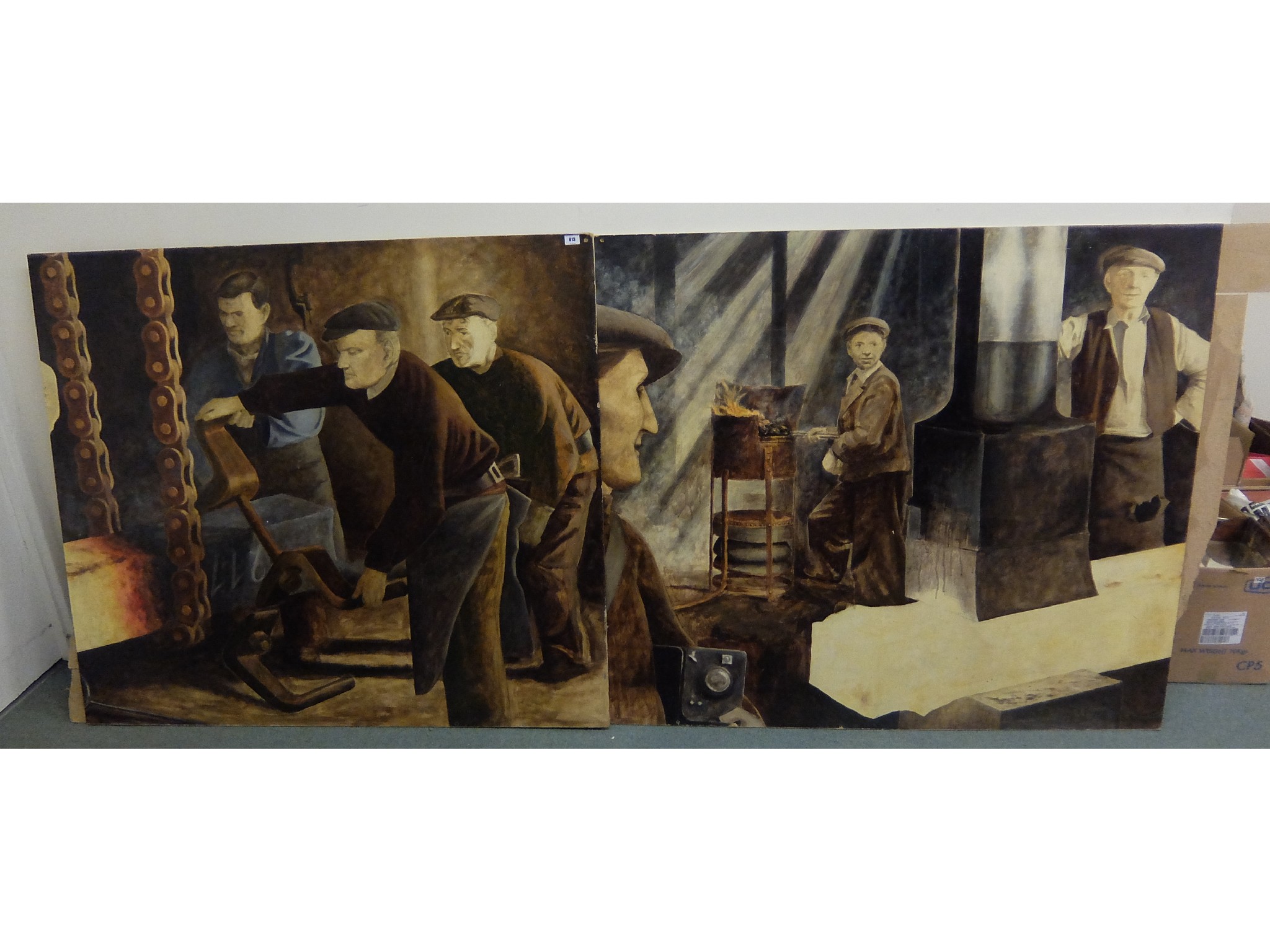 Appraisal: Painted steelworks mural