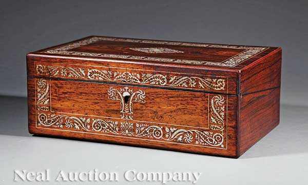 Appraisal: A Regency Rosewood and Mother-of-Pearl Inlaid Lap Desk early th