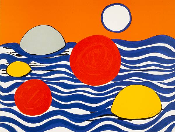 Appraisal: Alexander Calder American - Untitled Waves with Circles s Lithograph