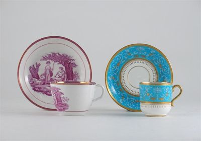 Appraisal: A Factory Z teacup and saucer printed with a shepherd