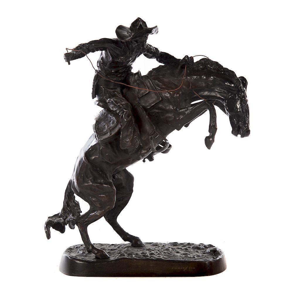 Appraisal: After Frederic Remington Bronco Buster Bronze in H Condition When