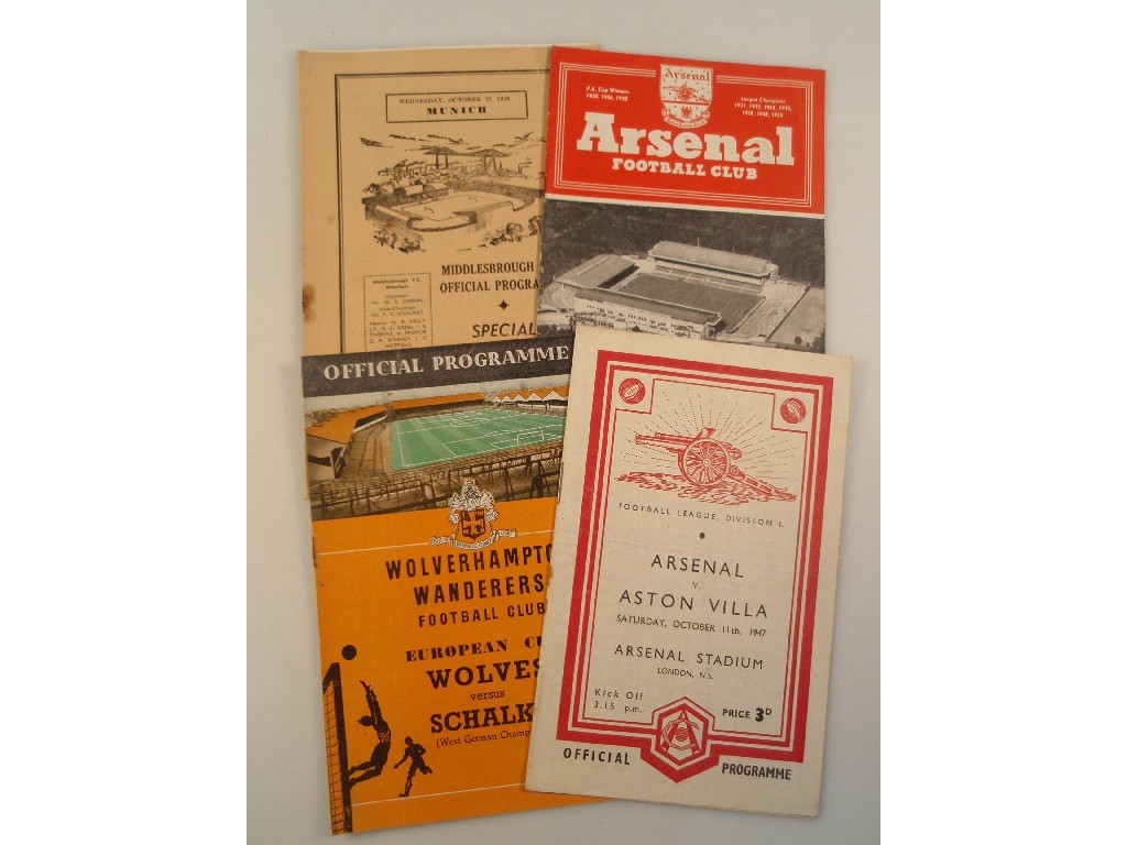 Appraisal: Football programmes Arsenal v Aston Villa October th Wolves v