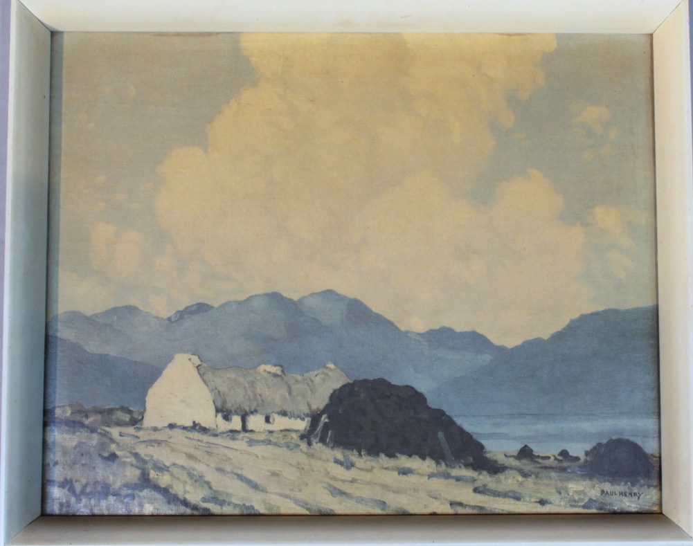 Appraisal: After Paul Henry Cottage before mountains print cm x cm