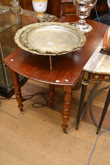 Appraisal: A FRENCH ANTIQUE STYLE DROP SIDE TABLE ON TURNED A