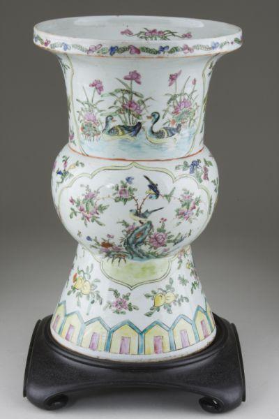 Appraisal: Chinese Porcelain Gu Vase th century the vase charmingly embellished