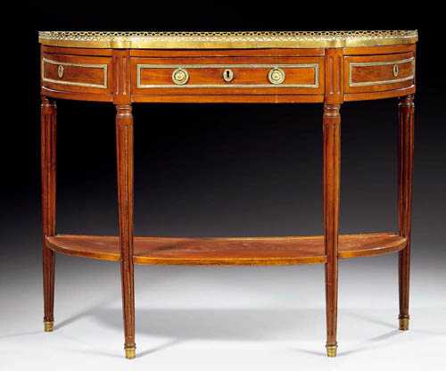 Appraisal: MAHOGANY CONSOLE-DESSERTE Louis XVI stamped E AVRIL Etienne Avril maitre