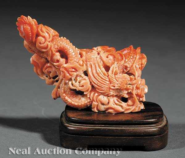 Appraisal: A Chinese Coral Dragon and Cloud Group th early th