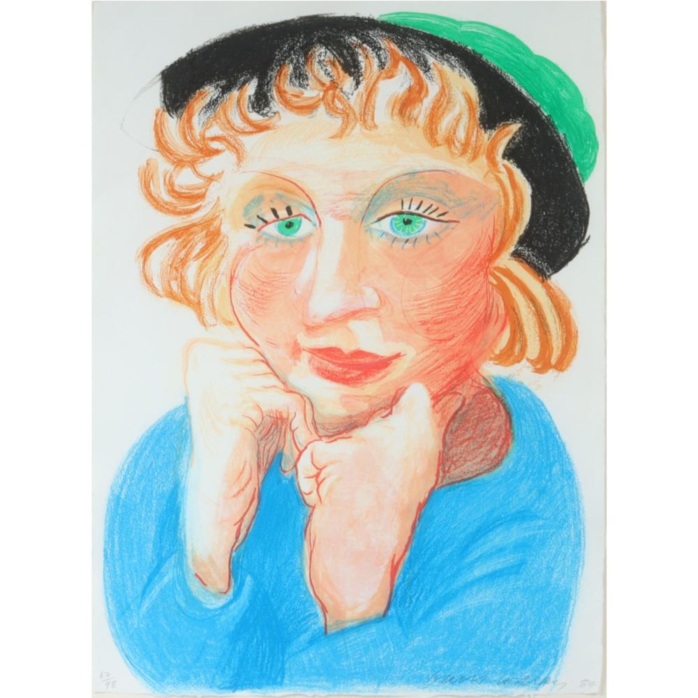 Appraisal: DAVID HOCKNEY AMERICA ENGLAND B CELIA WITH A GREEN HAT