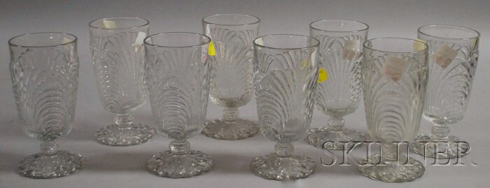 Appraisal: Set of Eight Colorless Glass Ice Cream Soda Glasses