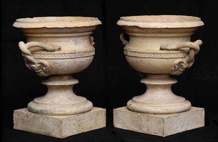 Appraisal: PAIR OF ENGLISH TERRACOTTA URNS ATTRIBUTED TO MARK HENRY BLANCHARD