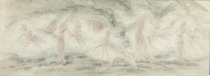 Appraisal: Watercolor Illegibly Signed ca th- th Century Ballerinas Watercolor on